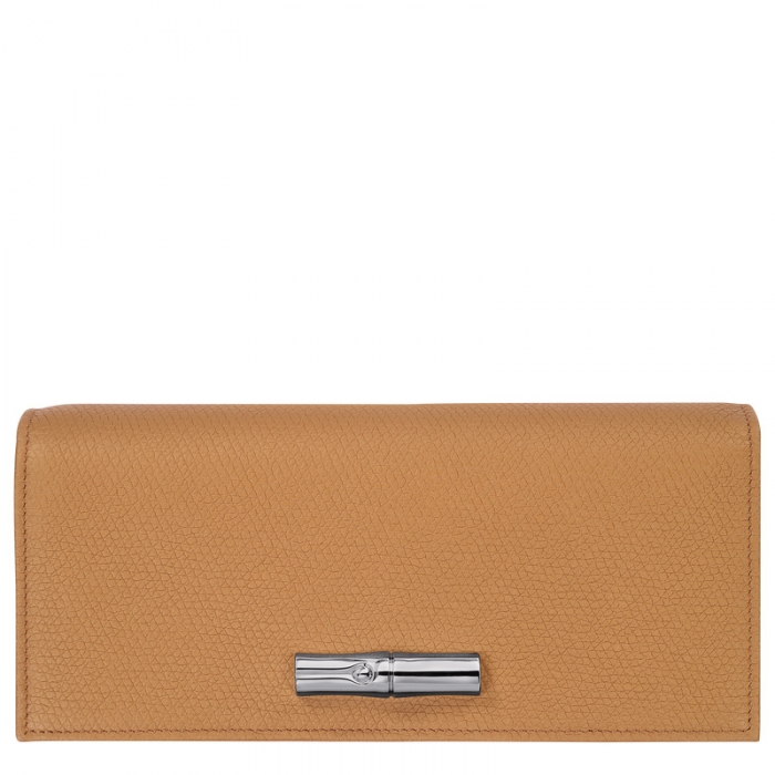 Longchamp Women's Le Roseau Flap wallet Walnut - Leather | Walnut
