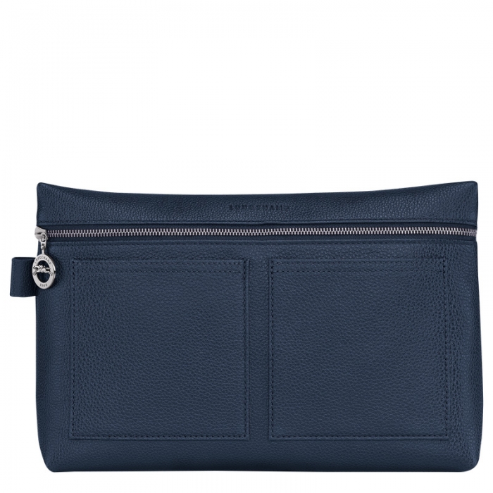 Longchamp Men's Le Foulonné Toiletry case Navy - Leather | Navy