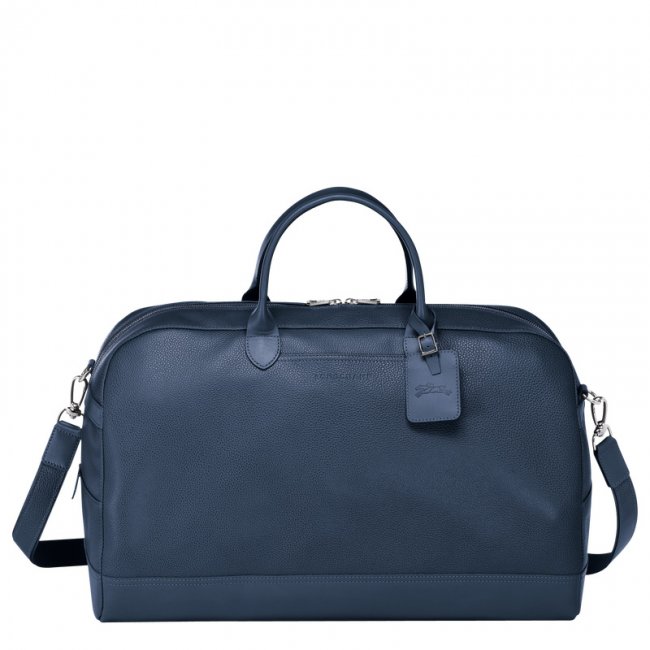 Longchamp Men's Le Foulonné L Travel bag Navy - Leather | Navy
