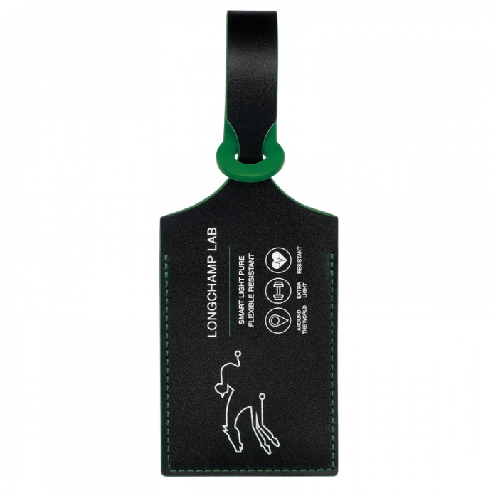Longchamp Men's LGP Travel Luggage tag Black/Green - Leather | Black/Green