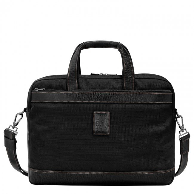 Longchamp Men's Boxford L Briefcase Black - Recycled canvas | Black