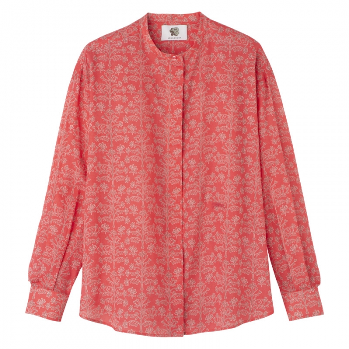 Longchamp Women's Shirt Tomato - Printed veil | Tomato