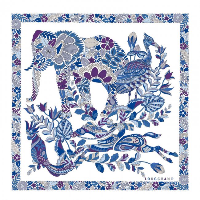 Longchamp Women's Forêt Silk scarf 50 Electric Blue - Silk | Electric Blue