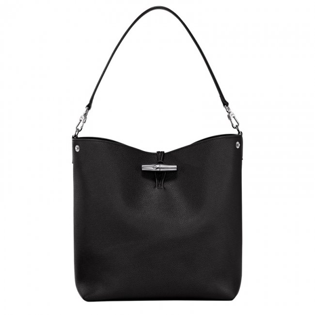 Longchamp Women's Le Roseau M Shoulder bag Black - Leather | Black