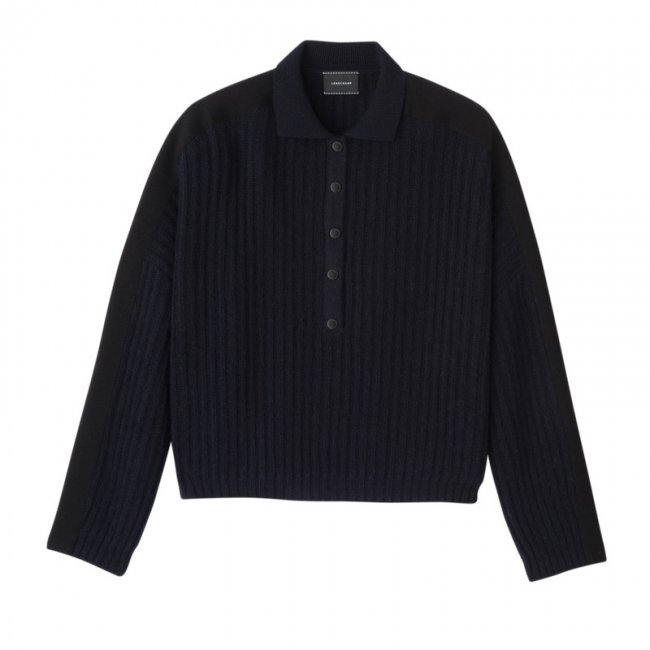 Longchamp Women's Polo collar jumper Navy - Knit | Navy