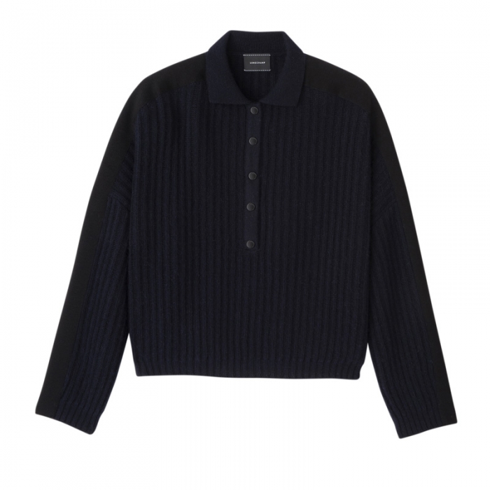Longchamp Women's Polo collar jumper Navy - Knit | Navy