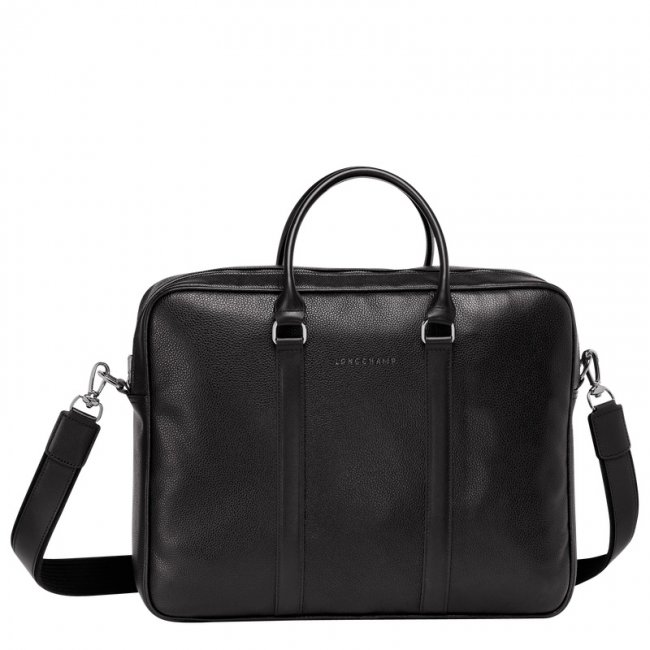 Longchamp Women's Le Foulonné M Briefcase Black - Leather | Black