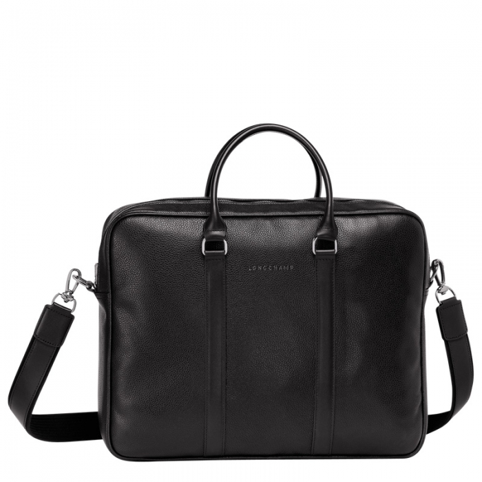 Longchamp Women's Le Foulonné M Briefcase Black - Leather | Black