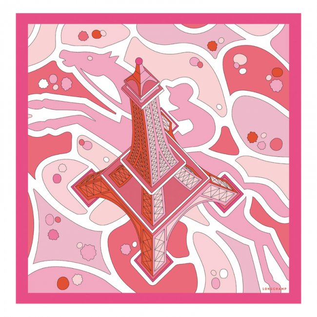 Longchamp Women's Equestrian Tower Silk scarf 70 Pink - OTHER | Pink