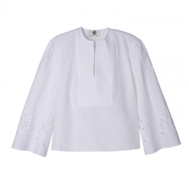 Longchamp Women's Blouse White - Poplin embroidered | White