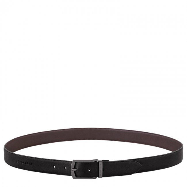 Longchamp Men's sur Seine belt Black/Mocha - Leather | Black/Mocha