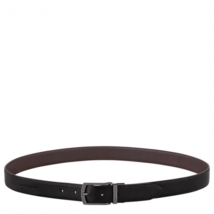 Longchamp Men's sur Seine belt Black/Mocha - Leather | Black/Mocha