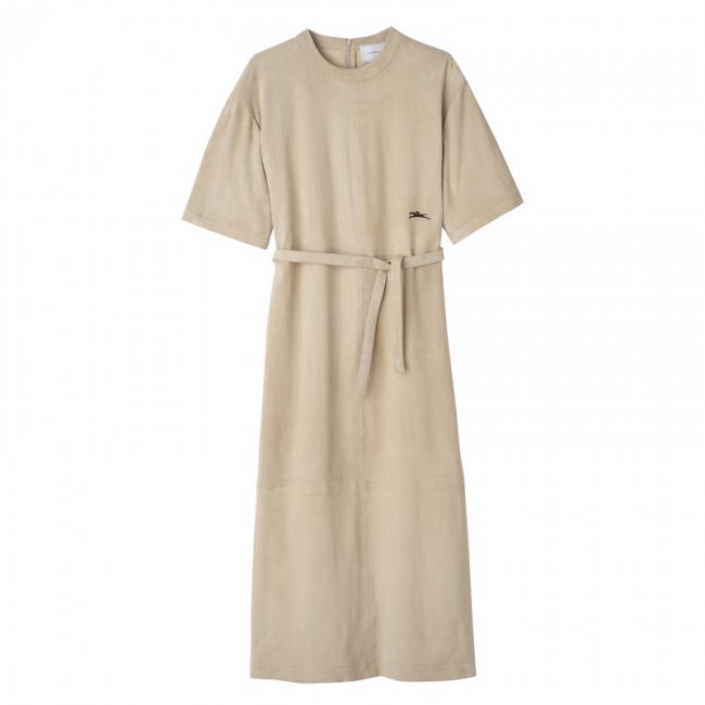 Longchamp Women's Leather long dress Linen - Leather | Linen