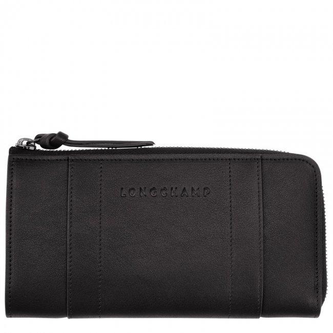 Longchamp Women's 3D Zip around wallet Black - Leather | Black