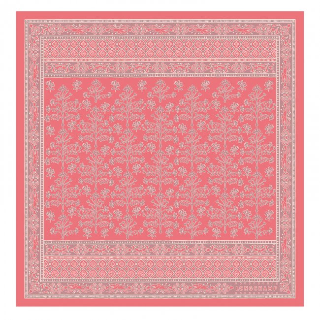 Longchamp Women's Tree of Life Silk scarf 50 Tomato - OTHER | Tomato