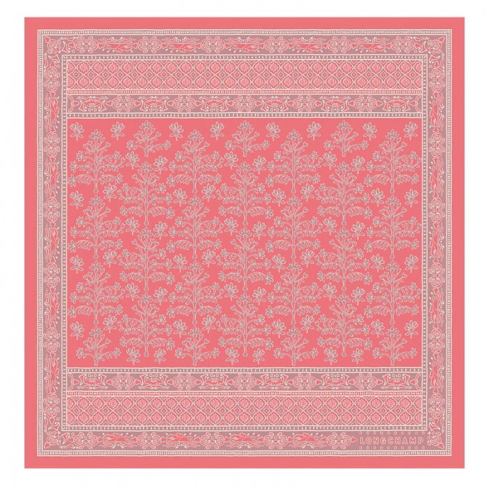 Longchamp Women's Tree of Life Silk scarf 50 Tomato - OTHER | Tomato