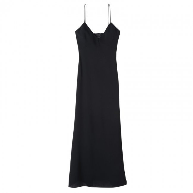 Longchamp Women's Long dress Black - Fluid crepe | Black
