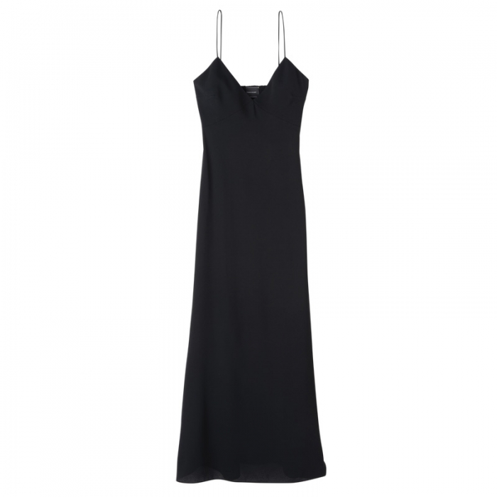 Longchamp Women's Long dress Black - Fluid crepe | Black
