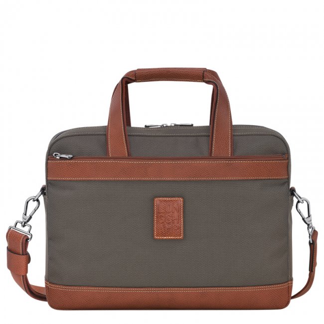 Longchamp Men's Boxford S Briefcase Brown - Recycled canvas | Brown