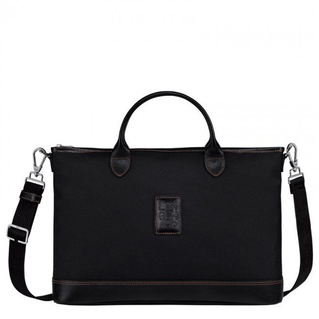 Longchamp Men's Boxford S Briefcase Black - Recycled canvas | Black