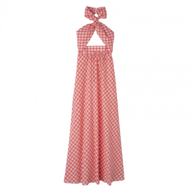Longchamp Women's Long dress Blush - Vichy jacquard | Blush