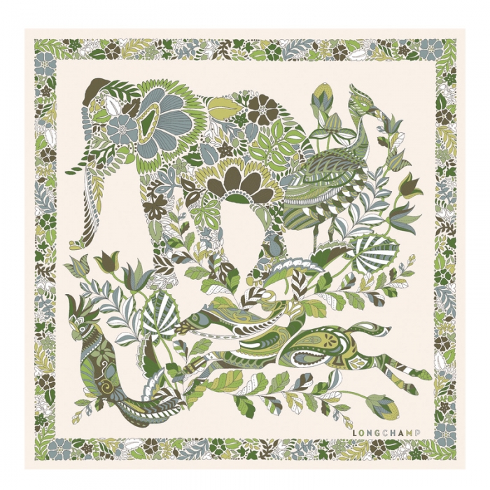 Longchamp Women's Forêt Silk scarf 50 Laurel - OTHER | Laurel