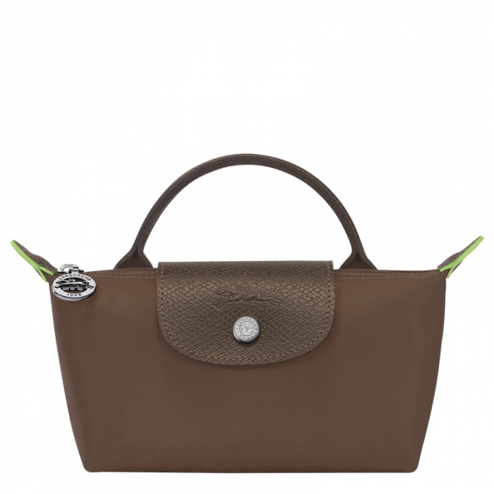 Longchamp Women's Le Pliage Green Pouch with handle Terra - Recycled canvas | Terra