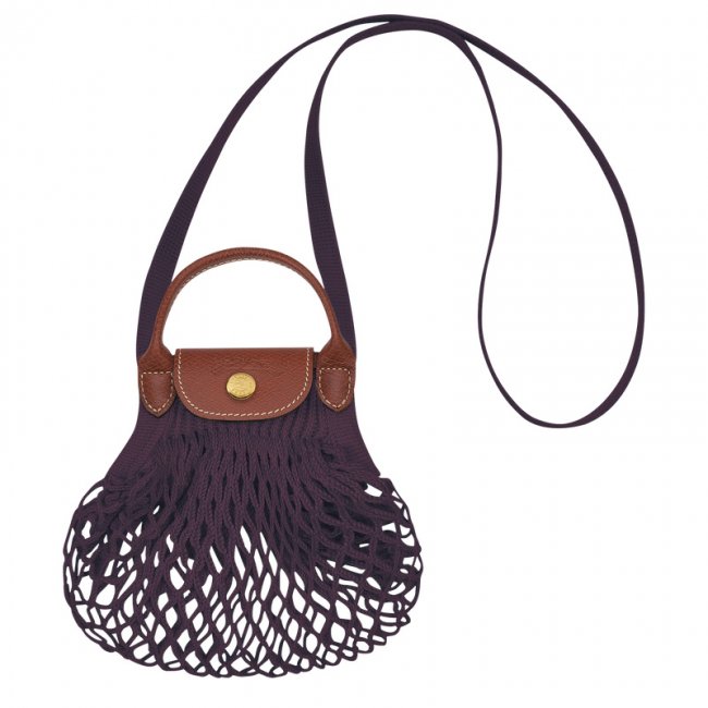 Longchamp Women's Le Pliage Filet XS Mesh bag Eggplant - Canvas | Eggplant