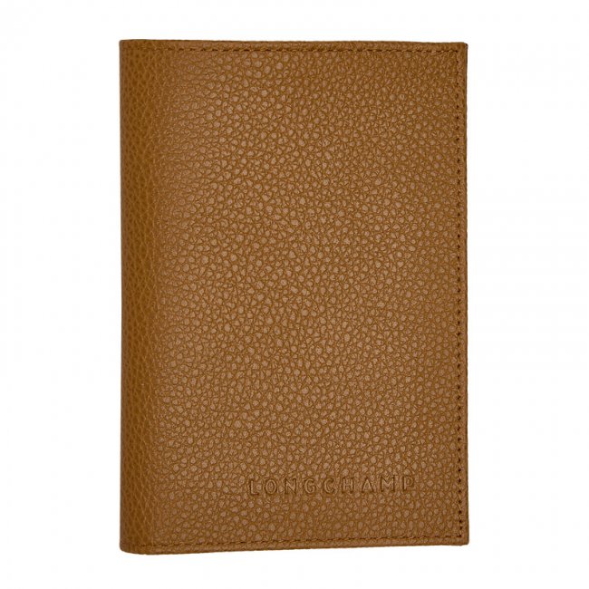 Longchamp Women's Le Foulonné Passport cover Walnut - Leather | Walnut