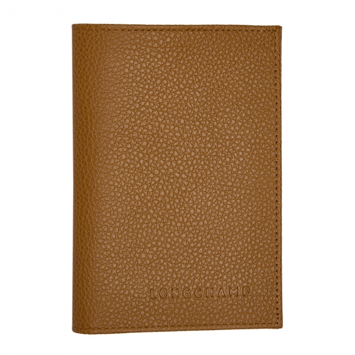 Longchamp Women's Le Foulonné Passport cover Walnut - Leather | Walnut