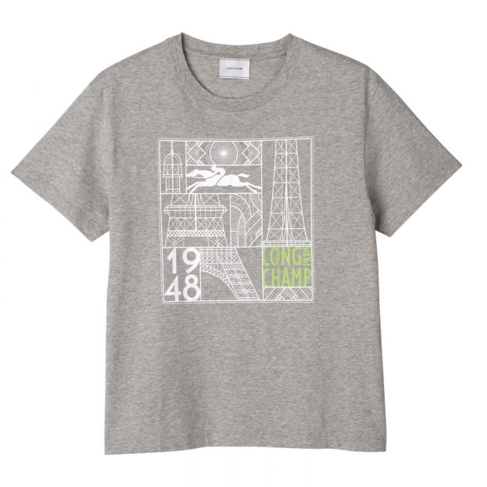 Longchamp Women's T-shirt Grey - Jersey | Grey