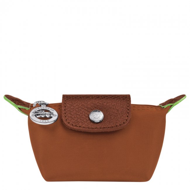 Longchamp Women's Le Pliage Green Coin purse Cognac - Recycled canvas | Cognac