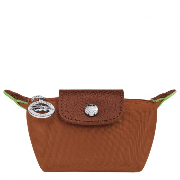 Longchamp Women's Le Pliage Green Coin purse Cognac - Recycled canvas | Cognac