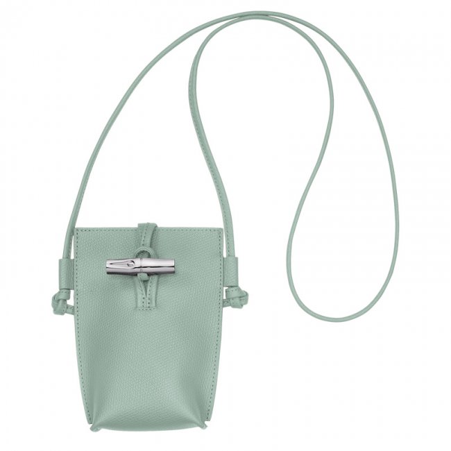 Longchamp Women's Le Roseau Phone case Celadon - Leather | Celadon