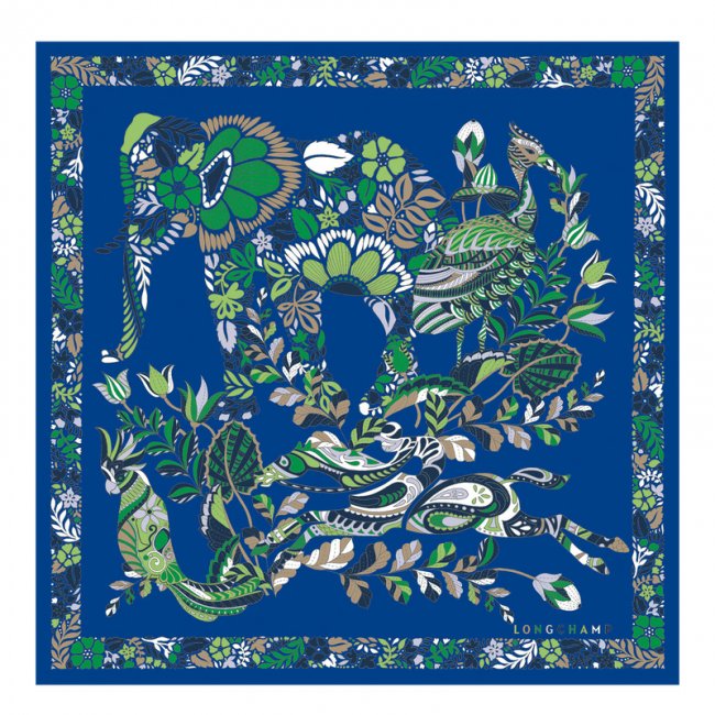 Longchamp Women's Forêt Silk scarf 50 Bright Blue - Silk | Bright Blue
