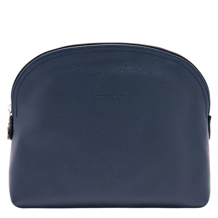 Longchamp Men's Le Foulonné Toiletry case Navy - Leather | Navy
