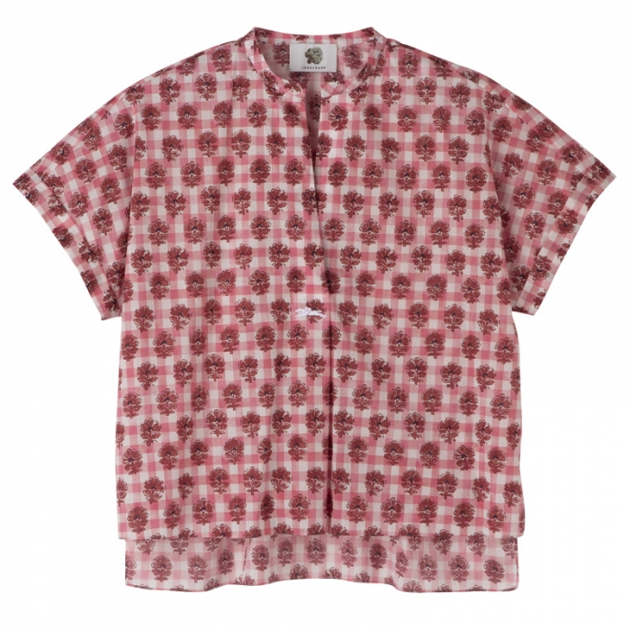 Longchamp Women's Blouse Blush - Vichy print veil | Blush