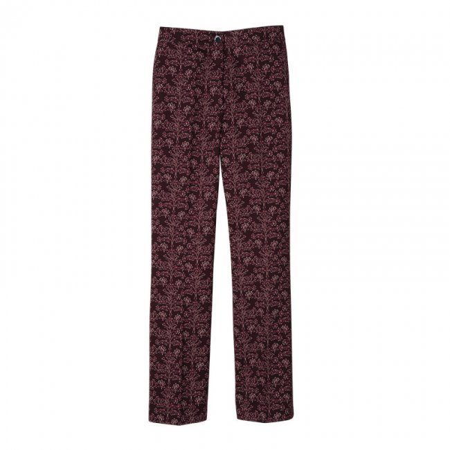 Longchamp Women's Trousers Eggplant - Printed gabardine | Eggplant
