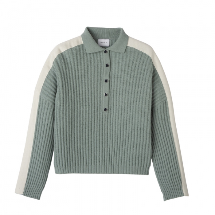 Longchamp Women's Polo collar jumper Celadon - Knit | Celadon