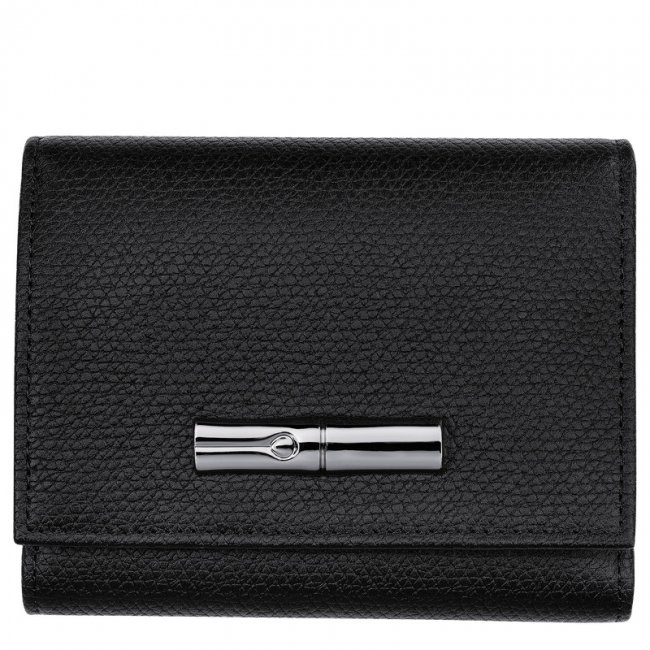 Longchamp Women's Le Roseau Wallet Black - Leather | Black