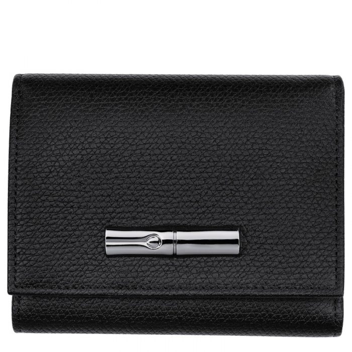 Longchamp Women's Le Roseau Wallet Black - Leather | Black