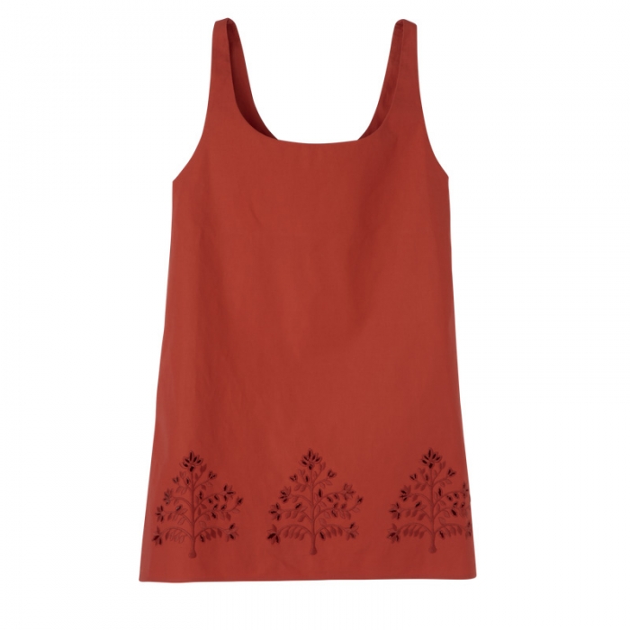 Longchamp Women's Dress Tomato - Embroidered canvas | Tomato