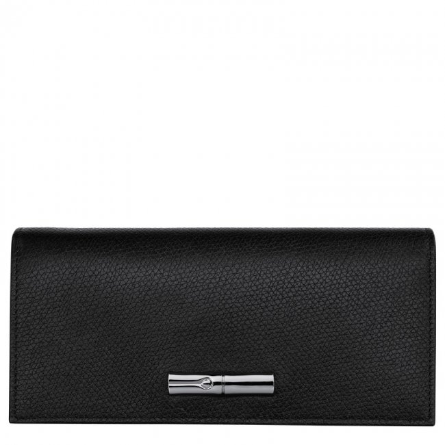Longchamp Women's Le Roseau Flap wallet Black - Leather | Black