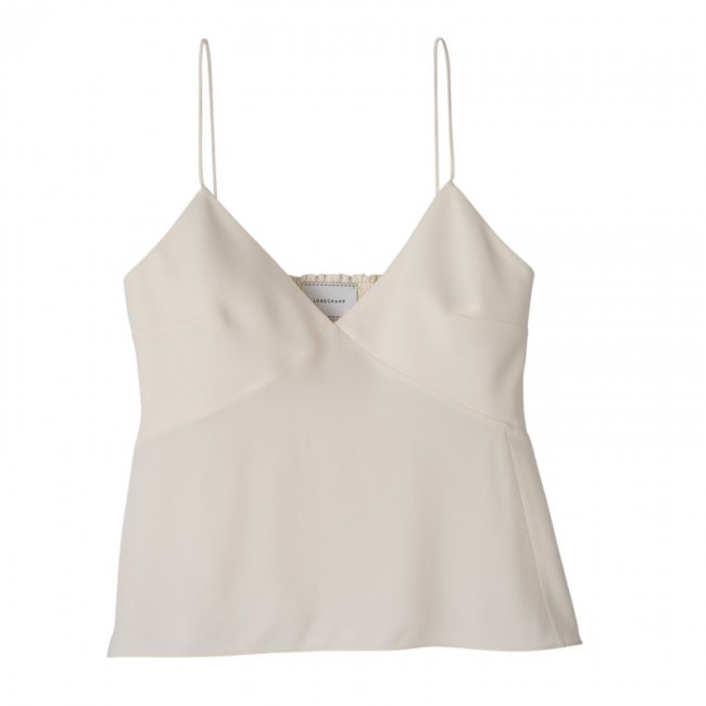 Longchamp Women's Thin strap top Ecru - Fluid crepe | Ecru