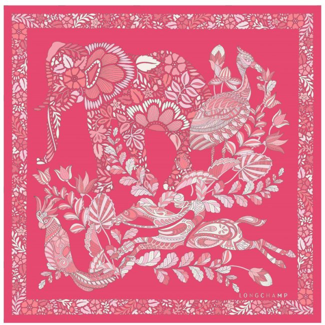 Longchamp Women's Forêt Silk scarf 50 Pink - OTHER | Pink