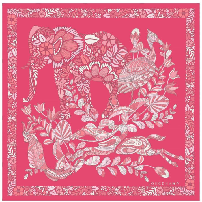 Longchamp Women's Forêt Silk scarf 50 Pink - OTHER | Pink