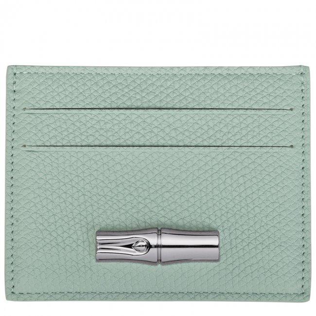 Longchamp Women's Le Roseau Card holder Celadon - Leather | Celadon