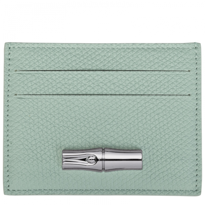 Longchamp Women's Le Roseau Card holder Celadon - Leather | Celadon
