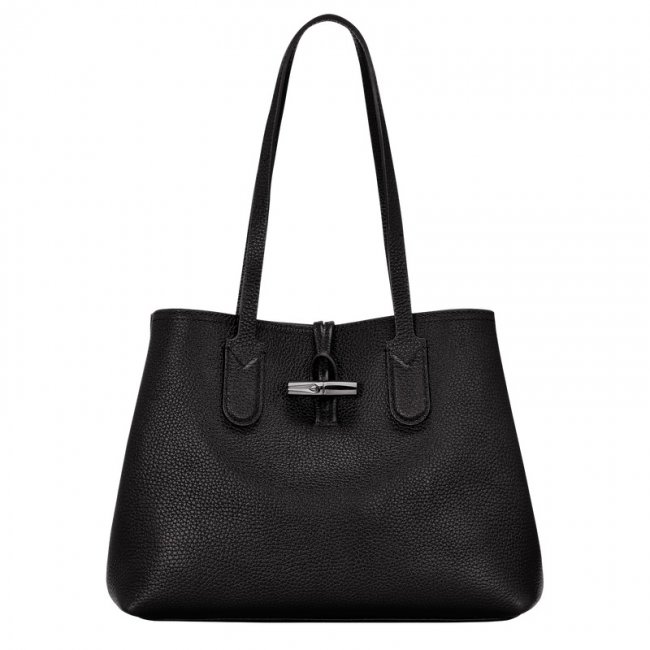 Longchamp Women's Le Roseau Essential M Tote bag Black - Leather | Black