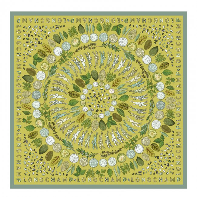 Longchamp Women's Herbarium Silk scarf 90 Kiwi Green - OTHER | Kiwi Green